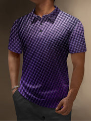 Moisture Wicking Golf Polo 3D Gradient Color Abstract Geometry