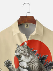 Moisture-wicking Ukiyo-e Monster Cat Hawaiian Shirt