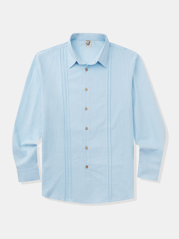 Cotton Plain Long Sleeve Guayabera Shirt