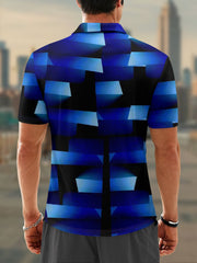 Moisture Wicking Golf Polo 3D Gradient Color Abstract Geometry