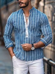 Moisture Wicking Striped Long Sleeve Casual Shirt