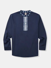 Paneled Ethnic Pattern Long Sleeves Casual Shirt