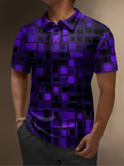 Moisture Wicking Golf Polo 3D Gradient Color Abstract Geometry