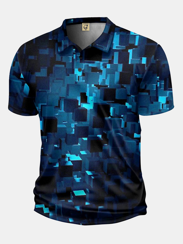 Moisture Wicking Golf Polo 3D Gradient Abstract Geometric