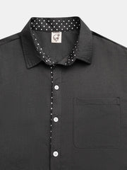 Cotton Polka Dot Contrast Long Sleeve Shirt