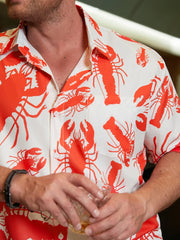 Lobster Chest Pocket Short Sleeve Hawaiian Shirt