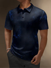 Moisture Wicking Golf Polo 3D Gradient Color Abstract Geometry