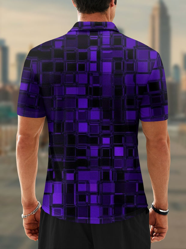 Moisture Wicking Golf Polo 3D Gradient Color Abstract Geometry