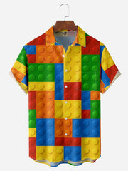 Minifigures Chest Pocket Short Sleeve Casual Shirt