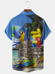 Parrots Chest Pocket Short Sleeve Hawaiian Shirt