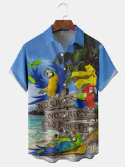 Parrots Chest Pocket Short Sleeve Hawaiian Shirt