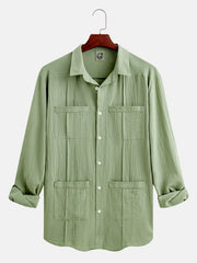 Cotton Guayabera Long Sleeve Shirt