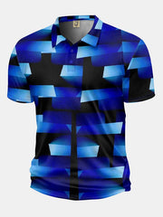 Moisture Wicking Golf Polo 3D Gradient Color Abstract Geometry