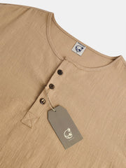 Plain Cotton Rolled Up Sleeves Long Sleeve Shirt.