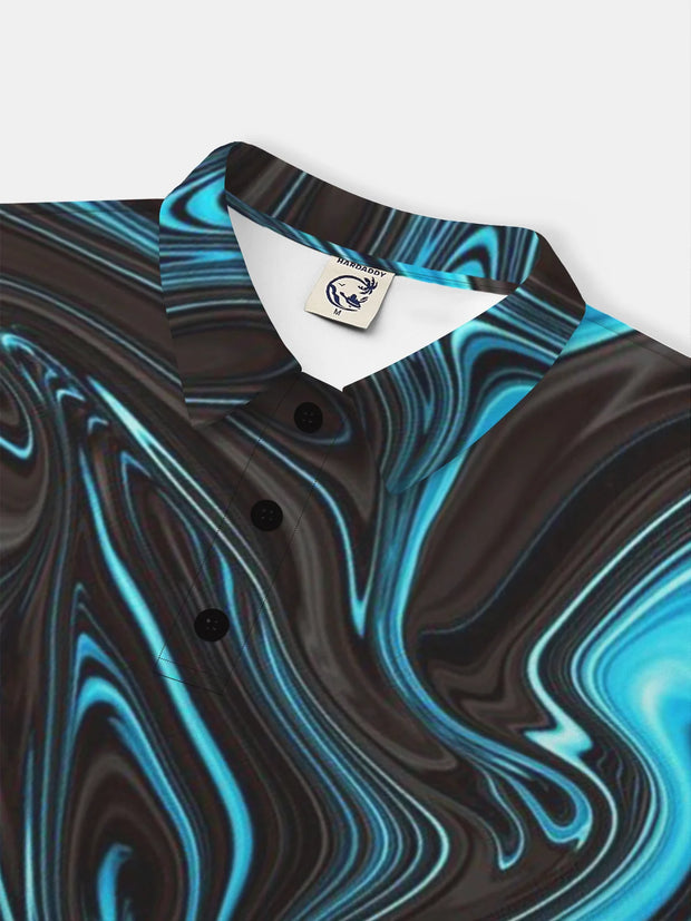 Moisture Wicking Golf Polo 3D Gradient Abstract Stripes