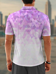 Moisture Wicking Golf Polo 3D Gradient Color Abstract Geometry