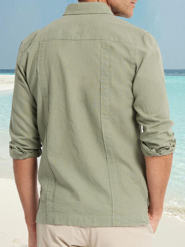 Cotton Guayabera Long Sleeve Shirt