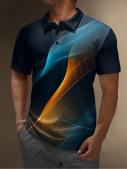 Moisture Wicking Golf Polo 3D Gradient Abstract Stripes