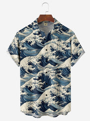 Moisture-wicking Ukiyo-e Monster Cat Hawaiian Shirt