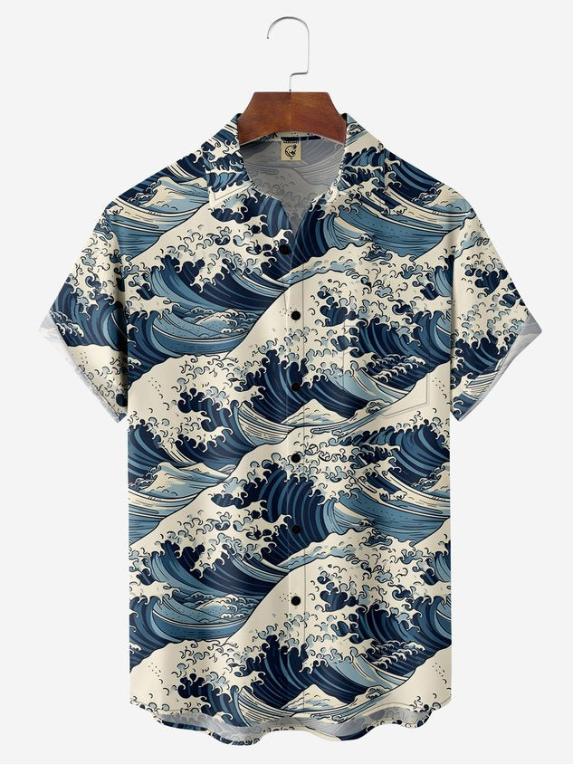 Moisture-wicking Ukiyo-e Monster Cat Hawaiian Shirt