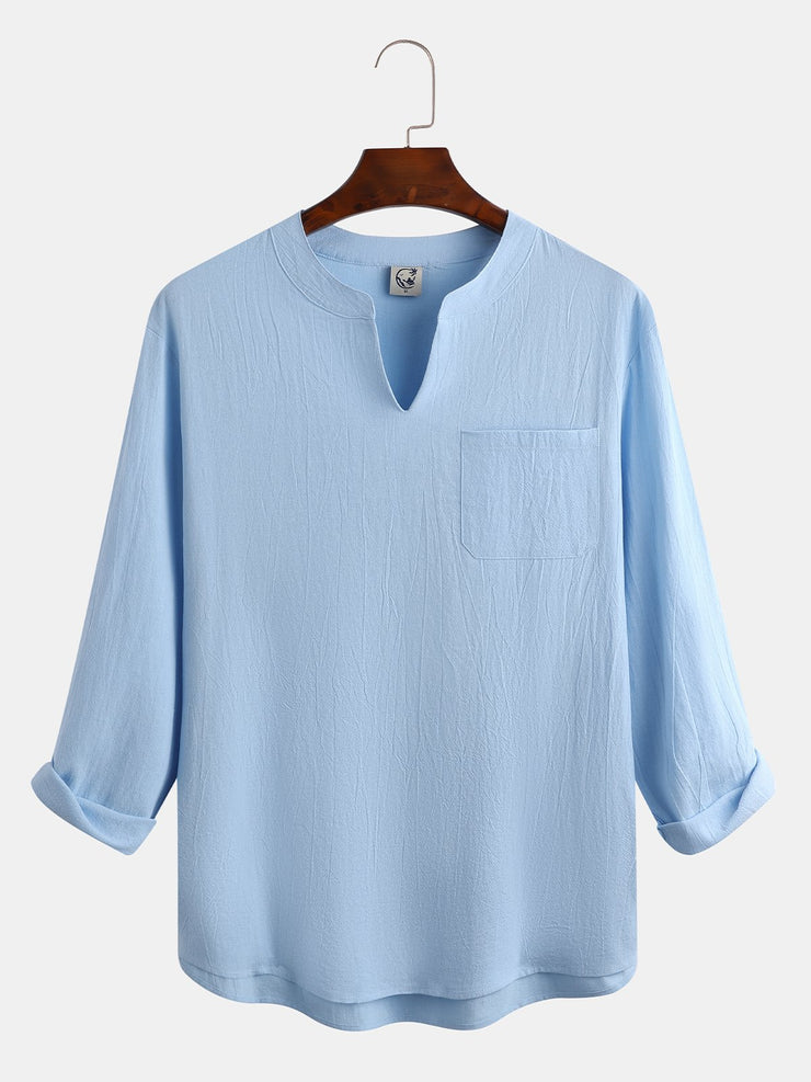 Cotton Chest Pocket Long Sleeve Shirt.